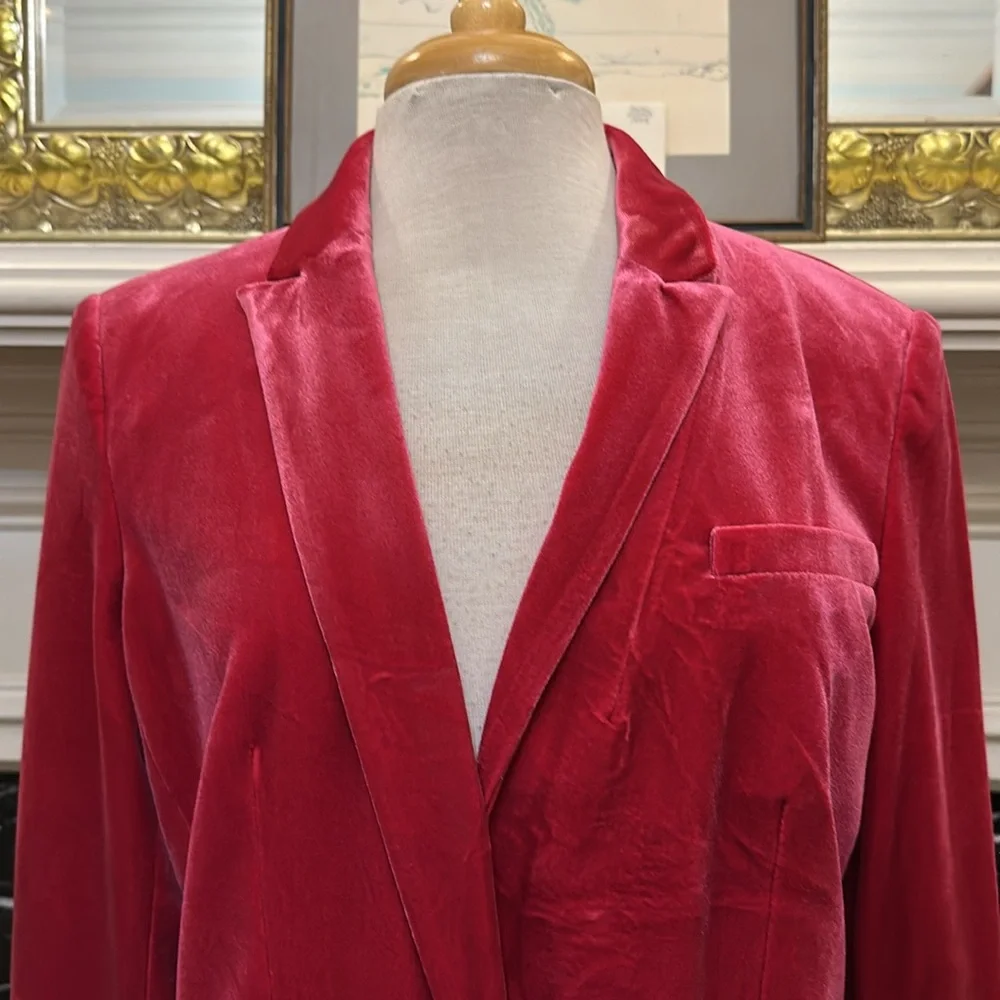 “Tommy Hilfiger” Pink Velvet Women's Blazer - Picture 2 of 6